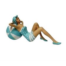 Bathing Beauty Resting on a Beach Ball Figurine - Blue and White picture