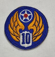 10TH US ARMY AIR FORCE USAAF WWII/WW2 PATCH - CLOTH BACK/CUT KHAKI EDGE/NO GLOW picture