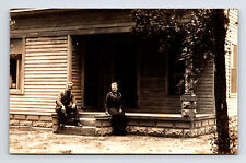 c1904-1918 Stoic Man & Woman Front Porch Of Homestead RPPC Real Photo Postcard picture