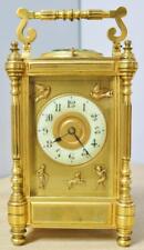 Rare Antique French 8 Day Striking Brass Masked Dial Repeater Carriage Clock picture