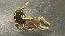 VTG Lapel Pinback Hat Pin Unicorn Running Gold Tone Pin picture