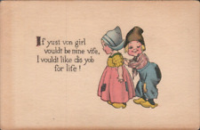 Dutch Children, Romantic, c1911 Early Laminated Postcard L2 picture