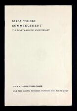 1947 Berea College Kentucky Commencement Vintage Graduation Program Schedule KY picture