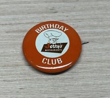 Jerry’s Restaurants Birthday Club Vintage Pin Button 1” picture