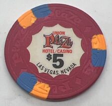 Union Plaza Casino $5 Chip Las Vegas Nevada House Mold One Tan Inlay 1980s picture