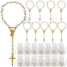 Baptism 1st Communion Christening Favors (24 PCS) Mini Rosaries Pearl Beads picture