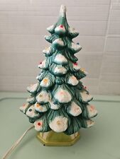 Vtg 2 Piece Mold Ceramic Christmas Tree 7” Light Up Table Top Mini Small Pretty picture