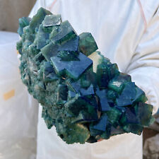 12.9lb Large NATURAL Green Cube FLUORITE Quartz Crystal Cluster Mineral Specimen picture
