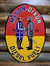 VINTAGE MASON DIXON PORCELAIN SIGN 1954 DIESEL FUEL GAS STATION SERVICE GARAGE picture