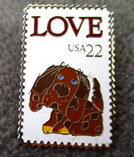 USPS Forever Stamp Pin 22 Cent LOVE Puppy Dog Lapel Flair Bling Collector picture