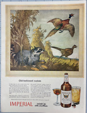 1944 Imperial Whiskey Vintage Print Ad Pheasants Cornfield Raccoon Hiram Walker picture
