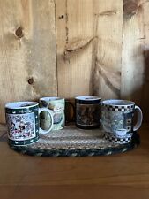 LOT/4 LANG AND WISE DECORATIVE COLLECTOR MUGS/CUPS RETIRED 10-12 OZ picture