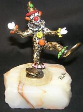 RONALD RON LEE PINKY CLOWN BALANCING ON 1 FOOT SCULPTURE SIGNED 1982 GOLD PLATE picture