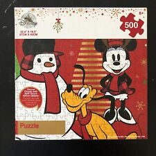 Disney Store Winter Holiday 500 Piece Puzzle New Sealed Mickey Minnie Pluto picture