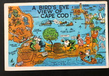 Bird’s Eye View Cape Cod MA Map Vintage Massachusetts ￼Clams Postcard picture