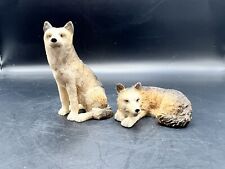 Decorative 3D 2 Wolf Figurines Statue Home Decor Resin Wolves picture