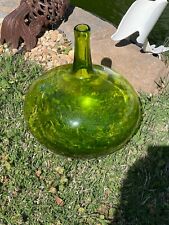 Antique Large Demijohn Green Crude Oblong Blown Glass Bottle Pontil No Seams picture