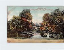 Postcard Humboldt Park Stone Bridge and Lily Pond Chicago Illinois USA picture