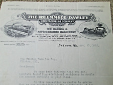 Oct. 23, 1912 Business Letterhead Letter Ruemmeli Dawley Mfg. Co. St. Louis ICE picture