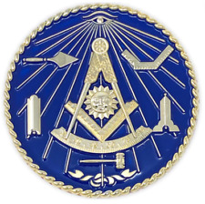 Freemason Past Master Car Emblem in Blue and Gold Tone picture