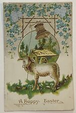 Antique Easter Postcard Lamb Flowers Gold & Embossed Posted Made in Austria picture