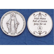 Miraculous Medal - with Hail Mary- Religious Prayer Pocket Token Italian Coin picture