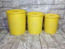Vintage Tupperware Canister Set Yellow Lids Nesting  Set of 3 805, 807 & 809 picture
