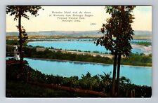 McGregor IA-Iowa, Aerial Horseshoe Island, Antique, Vintage Souvenir Postcard picture