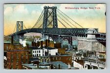 Historic Williamsburg Bridge, East River, New York City c1910 Vintage Postcard picture