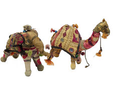 HANDCRAFTED RAJASTHAN EMBROIDERED FABRIC COVERED  STUFFED CAMEL and ELEPHANT TOY picture