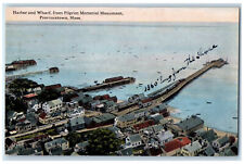 c1910 Harbor and Wharf from Pilgrim Memorial Monument Provincetown MA Postcard picture