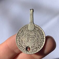 VERY RARE ANCIENT BRONZE COLOR OLD MOROCCAN PENDANT COIN AMULET ISLAMIC ARABIC picture