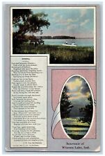 c1910's Souvenir Of Winona Lake Indiana IN, Poem Canoe Posted Antique Postcard picture