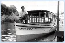 1951 RPPC LOWER DELLS WISCONSIN*WHITE EAGLE TOUR BOAT & GUIDE*REAL PHOTO picture