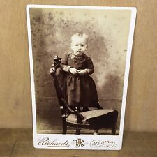 Antique Cabinet Card Photo Child Standing on Chair Richards Medina New York 1892 picture