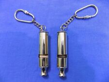 Vinatge Lot of 2 Police Bobby Barrel Anchor Whistle Cop Keyring with loud sound  picture