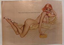 Vargas GIRL Pin-Up Playboy Dec 1961 Sexy Redhead in Bed calling for Room Service picture