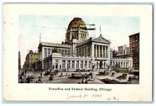 1909 Post Office And Federal Building Exterior Chicago Illinois IL Cars Postcard picture