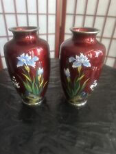Antique Pair Japan Sato Cloisonné Vase   Vintage picture