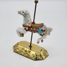 Vintage 1980's White Carousel Horse on Brass Stand picture