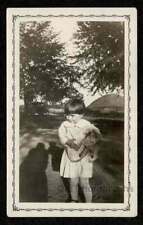 CUTE BABY w/KITTEN SHADOWS OLD/VINTAGE PHOTO SNAPSHOT- M471 picture