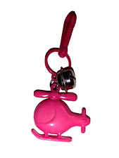 Vintage 1980s Plastic Charm Helicopter Dark Pink Necklace Clip On Retro picture