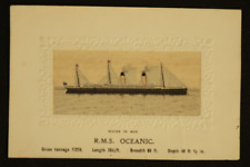 R.M.S. Oceanic Woven in Silk Postcard Steamship Boat Illustrated Vintage Card picture