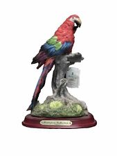 Colorful MONTEFIORI McCaw Parrot On A Tree Stump Figurine. Used. picture