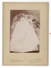 Antique c1880s Cabinet Card Fredricks Adorable Baby White Dress Brooklyn,  NY picture