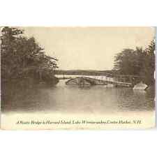 1909 Harvard Island Bridge Winnipesaukee Centre Harbor NH Original Postcard PC9 picture