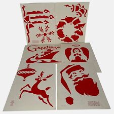 Six Vintage Paas Christmas Stencil Sheets Santa, Reindeer, Wreath, Angel, Bells picture