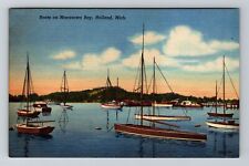 Holland MI-Michigan, Boats on Macatawa Bay Vintage Souvenir Postcard picture