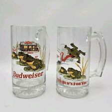 Budweiser with Frogs beer mug glass stein collectible 1996 - SET OF 2 picture