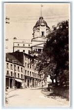 c1930's Mountain Hill Building Clock Tower Quebec Canada RPPC Photo Postcard picture